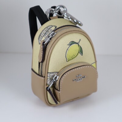 Coach Mini Court Backpack Bag Charm with Lemon Print CAP03 NWT