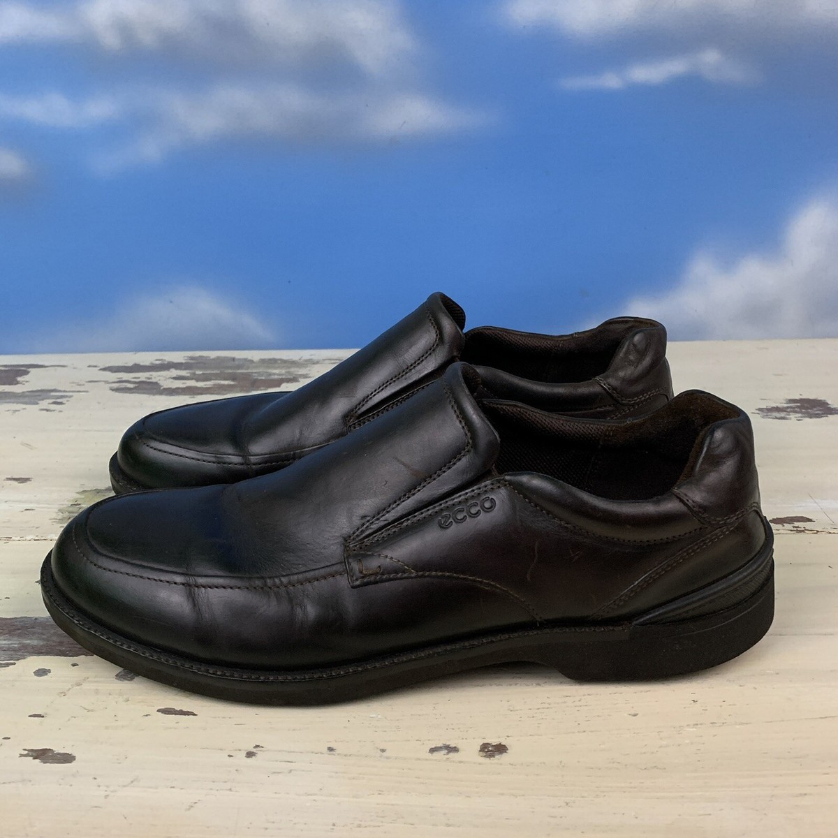 ECCO - Brown Leather Slip On Casual Loafers Shoes, Mens 47  display picture 3