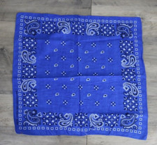 VINTAGE Square Scarf Bandana Handkerchief Paisley Colorfast 20x19" Blue Black