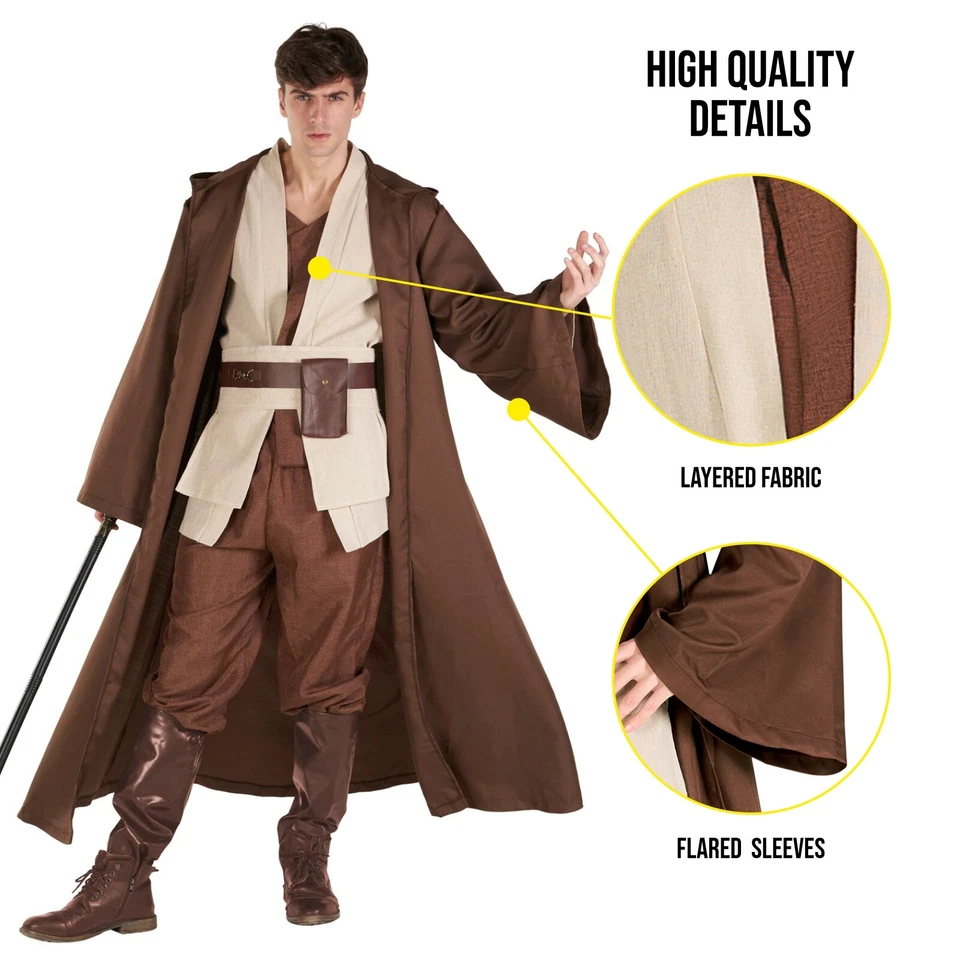 Disfraz de Caballero Jedi para Hombre Adulto Estrella Fantasía Bata con Capucha Espacio Juegos con disfraces Halloween Foto 4 de 4