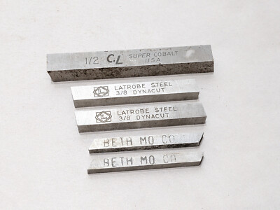 5 Machinist Tool Bits 1/2'' Chicago Latrobe Super Cobalt, 3/8'' Dynacut, 1/4'' Beth