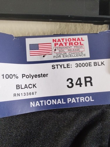 New with tag Men National Patrol 3000E BLK Unhemmed Black Polyester Pants Sz 34R - Picture 13 of 18
