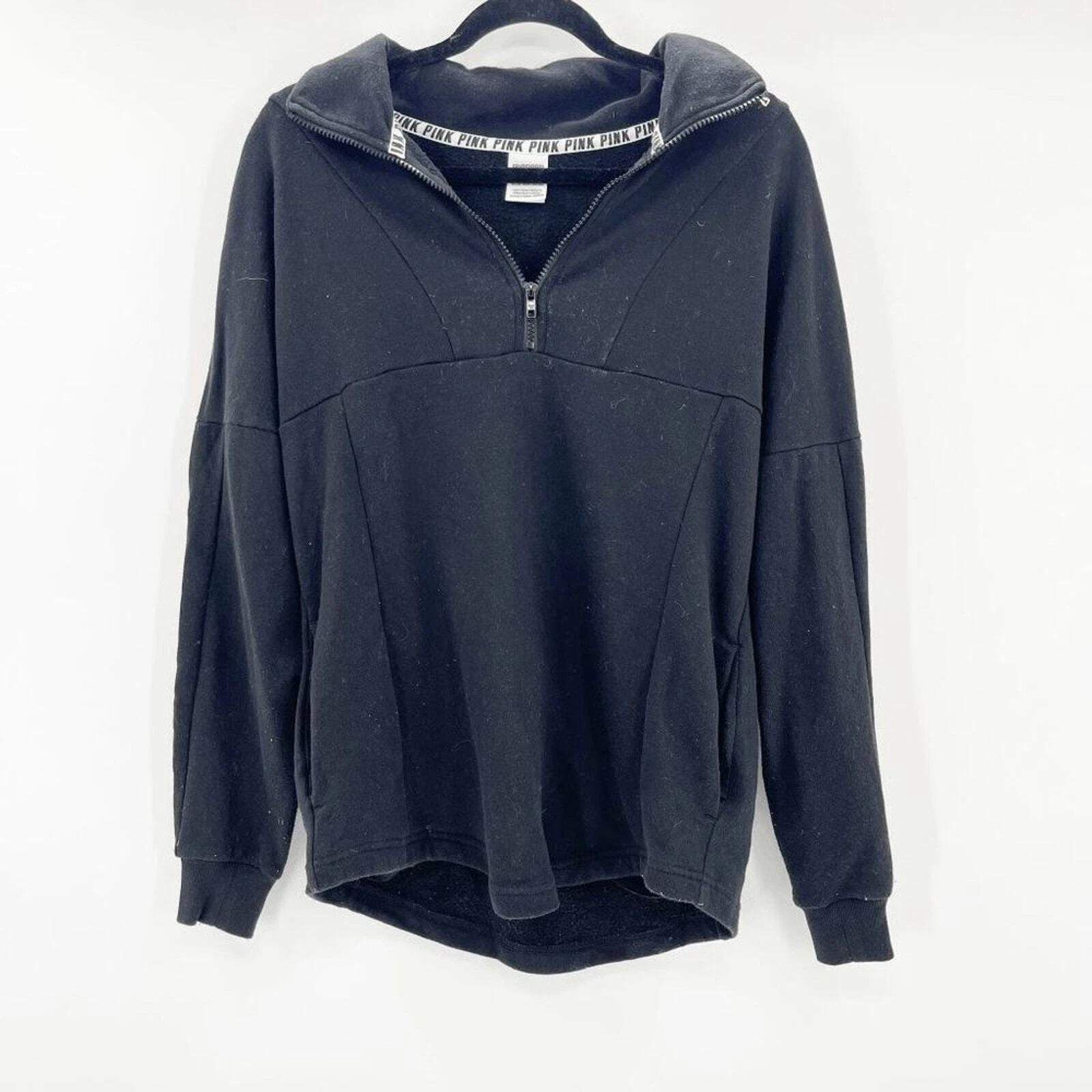 UNDERCOVER Giacca donna rosa Victoria's Secret 1 4 zip taglia XS nera manica a goccia oversize