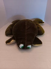 Vintage plush 1978 green fat toad frog hand puppet Anva Taiwan BIG EYES Silly