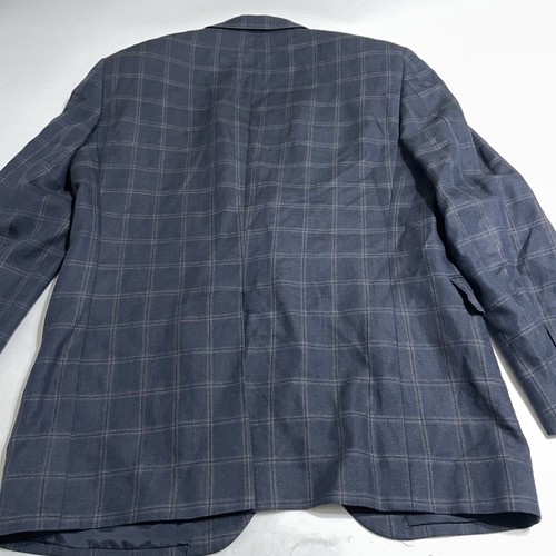 Coppley Mens Navy Check Linen Silk Blend Blazer 2 Button Sports Coat Sz 39R - Picture 8 of 13