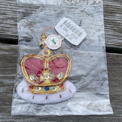 Queen Crown Beaded Embroidered Christmas Ornament Red Fur St Nicolas England UK