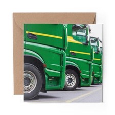 1 x Blank Greeting Card Green Trucks Lorry Delivery Driver #16463