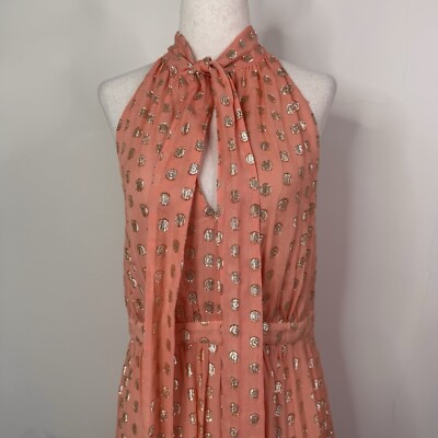 ML Monique Lhuillier Metallic Dot Maxi Dress Blossom Pink NWT Sz 6 Tie Neck | eBay ML Monique Lhuillier Metallic Dot Maxi Dress Blossom Pink NWT Sz 6 Tie Neck | eBay