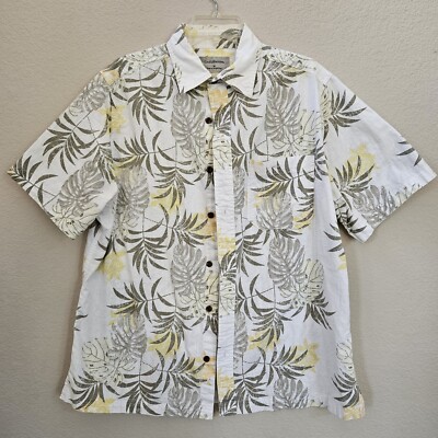 Croft & Barrow Men's Button Shirt Sz M Short Sleeve Cotton Printed Leaf Pattern