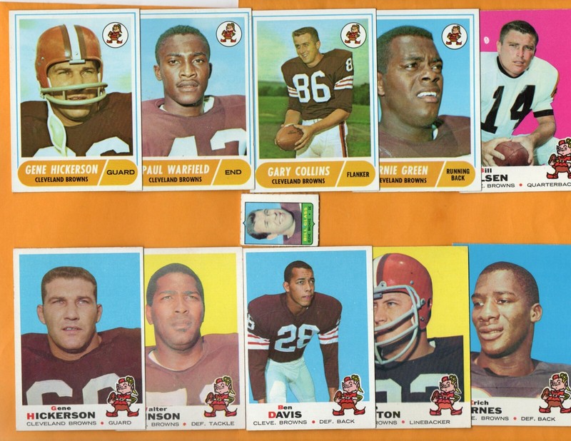 Cleveland Browns 1968 & 1969 Topps 12 cards & 1 stamp Green Hickerson Warfield