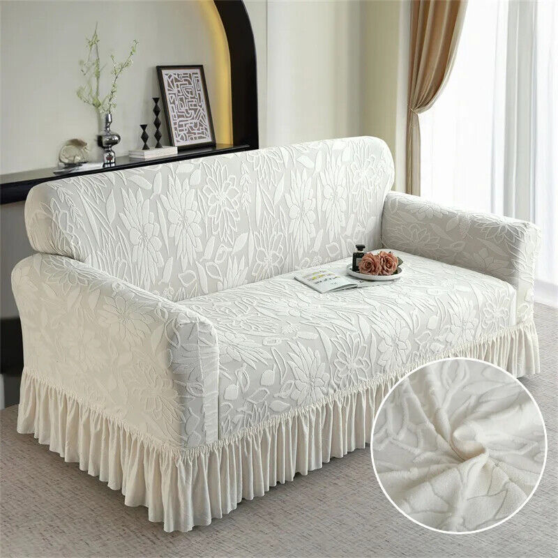 Funda de sofá elástica jacquard falda antideslizante a prueba de polvo cubierta de sillón antiincrustante