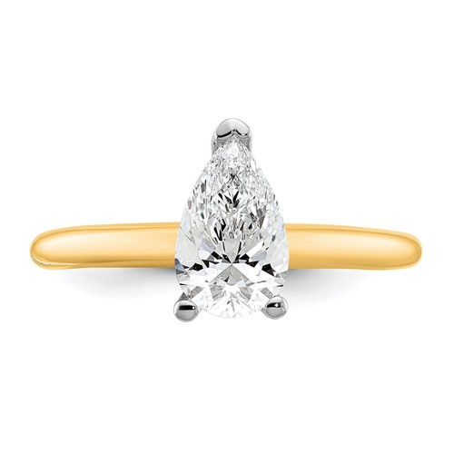 14k Two-Tone Gold Pear 1ct Lab Grown Diamond Solitaire Ring Size 7 (VS/SI, G-H) - Picture 4 of 8