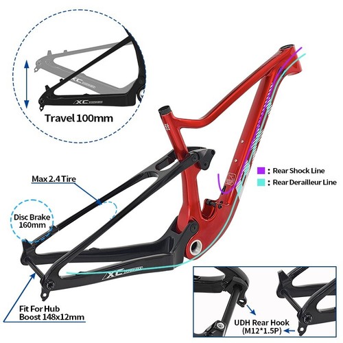 NEW Carbon Full Suspension Frame UDH mtb 29er Bike Bicycle Frames 148mm BSA - Picture 3 of 18