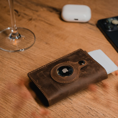 Airtag Wallet Geldbeutel Herren mit AirTag Fach Smart Wallet Portemonnaie Leder