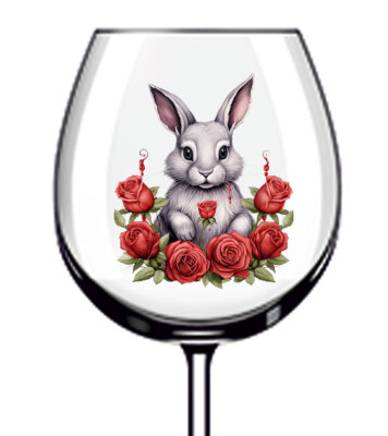 12x Hase Kaninchen rote Rosen Becher Weinglas Flasche Vinyl Aufkleber Abziehbild j107