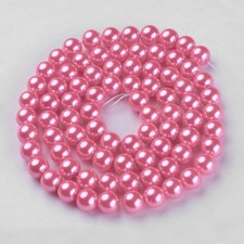 85 Hot Pink Pearl Glass Beads Round 10mm BULK Spacers Supplies Valentine Jewelry