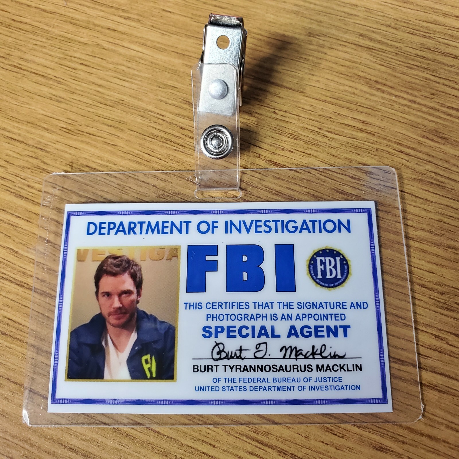 Parks and Recreation ID Badge-Special Agent Burt J Macklin Set costume ...