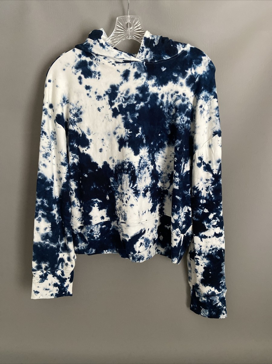 Mikoh Aiea Blue White Tie Dye Cotton Long Sleeve Hoodie Size L