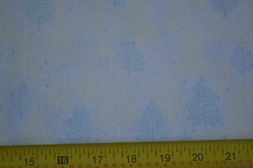 By 1/2 Yd, Vintage, White & Lt-Blue Trees on White Cotton, 1999, Blank, M7878 - 第 2/7 張圖片