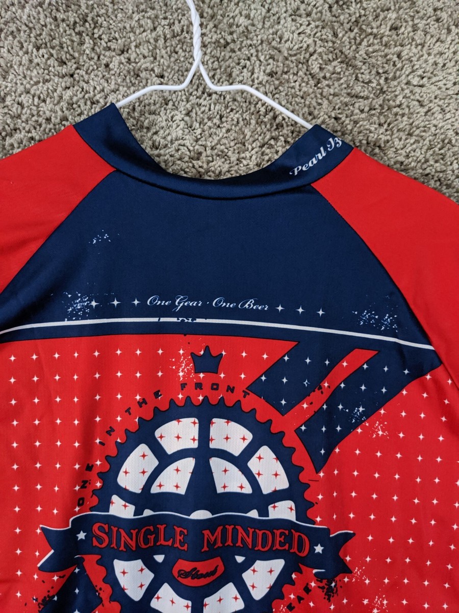 Pearl Izumi Mens Full Zip Red White Blue Short Sleeve Cycling