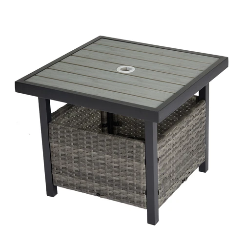 Rattan Wicker Steel Umbrella Side Table Outdoor Furniture Deck Garden Patio- - Picture 16 of 19