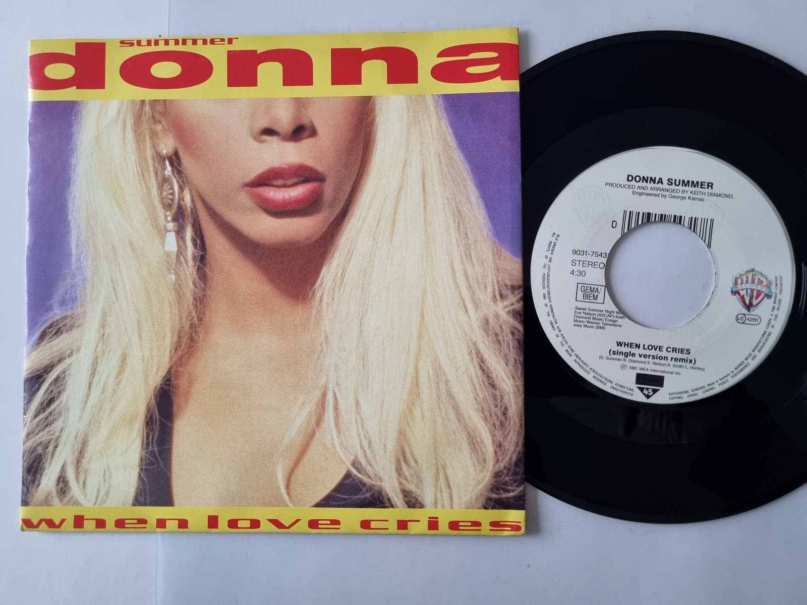 Donna Summer - When love cries (Single Version Remix) 7'' Vinyl Germany