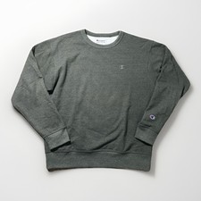 Champion Large Mens Powerblend Fleece C Logo Crewneck Sweatshirt Olive Cargo