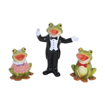 3 Stück Frosch Chor Statue handbemalt singend Frosch Figur Set für Bonsai