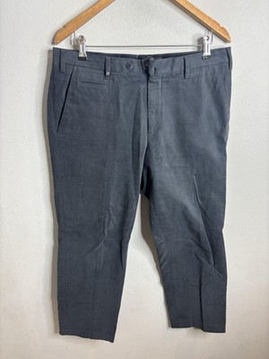 Corneliani Pants Mens 50 Charcoal Cotton Chino Made in Italy Zip Back Pockets