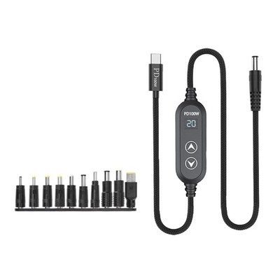 Multiple Power USB Type C To DC5.5 100W Fast Data Transfer Braided Line 5V-20V