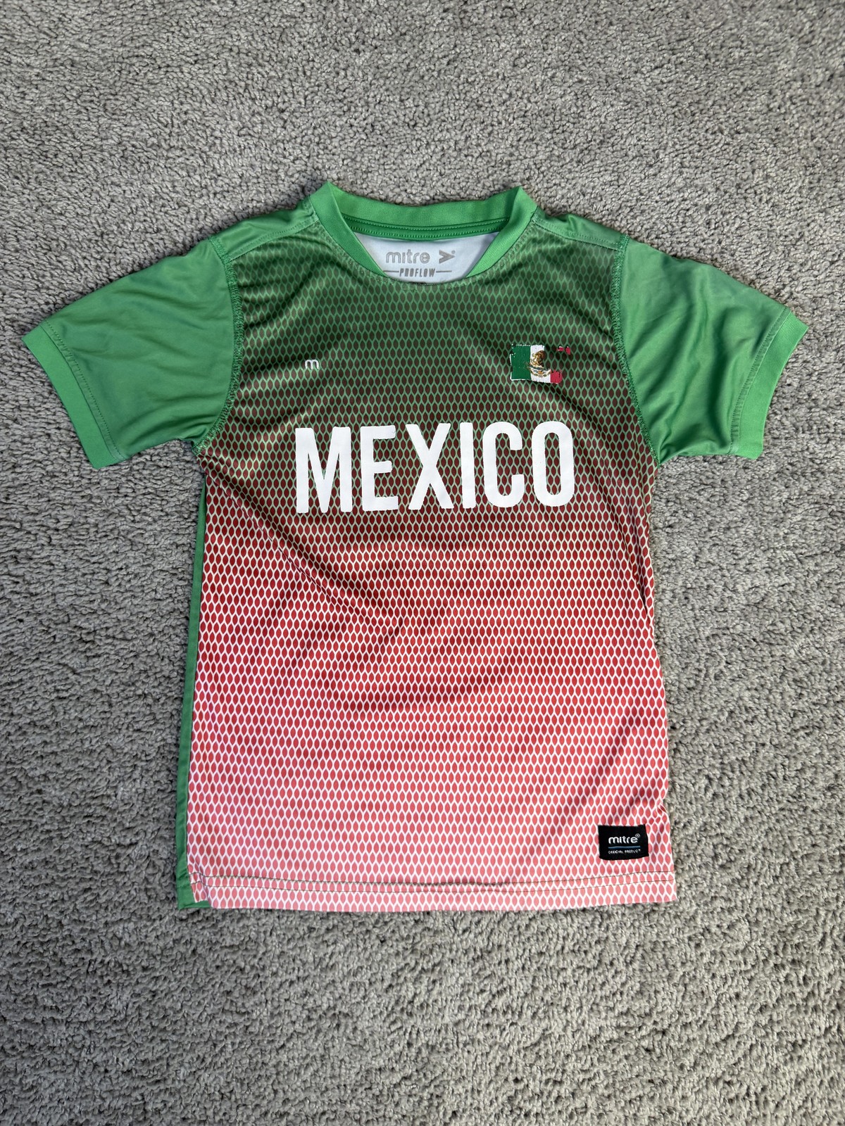 Mexico Jersey Boys Size s Green Soccer Proflow Crest Mitre Performance