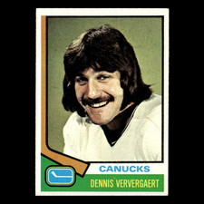 Dennis Ververgaert Rookie #207 1974 Topps Vancouver Canucks Hockey Card NHL EX