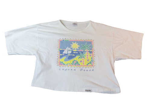 Coastal Graphic T-Shirt Boxy Single Stitch Laguna Beach Cotton Tee large