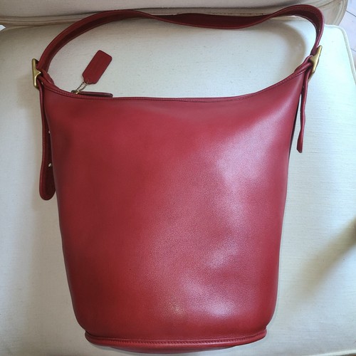COACH XL DUFFLE SAC RED LEATHER BUCKET 9085 - Gem