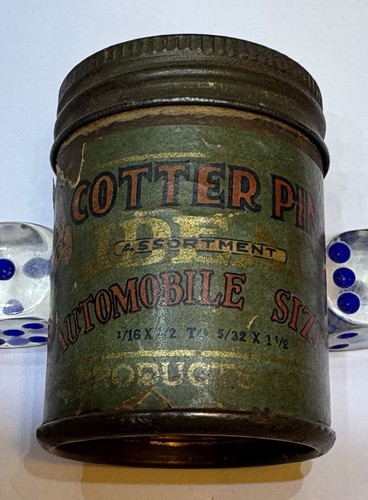 Cotter Pin Tin / Antiques Vintage Coins Stamps Cards Notes Gold Silver Pewter