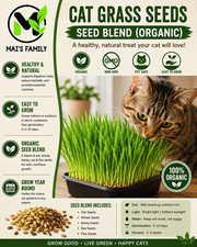 Organic Cat Grass Seeds Pet Grass Blend Wheat Barley Oat Rye Non-GMO