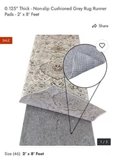 Non-Slip Felt Runner Rug Pad 2ft x 8ft Gray