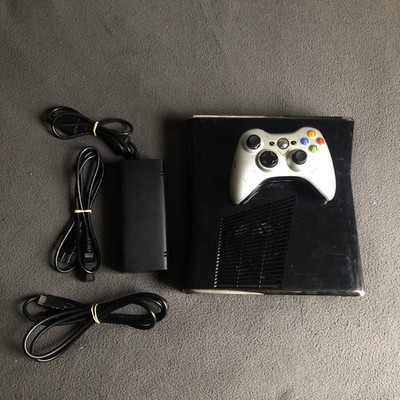 Xbox 360 Slim Console Chrome Trim 250GB Metro V1 Dash w/ Halo Controller - WORKS
