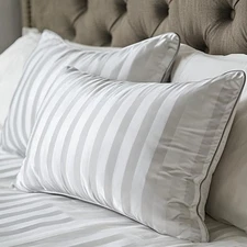 White Luxury Feather Down Fluffy Bed Pillows 500 Thread Count Queen Size Pill...