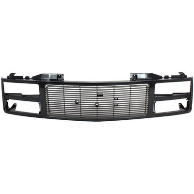 Grille For 88-99 GMC K1500 C1500 Black Plastic Fits Models with Dual Headlight