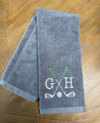 New Embroidered Golf Towel Featuring The Initials GH