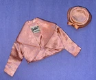 VINTAGE BARBIE PAK PINK SATIN BOLERO JACKET AND HAT w/ SILVER GLITTER