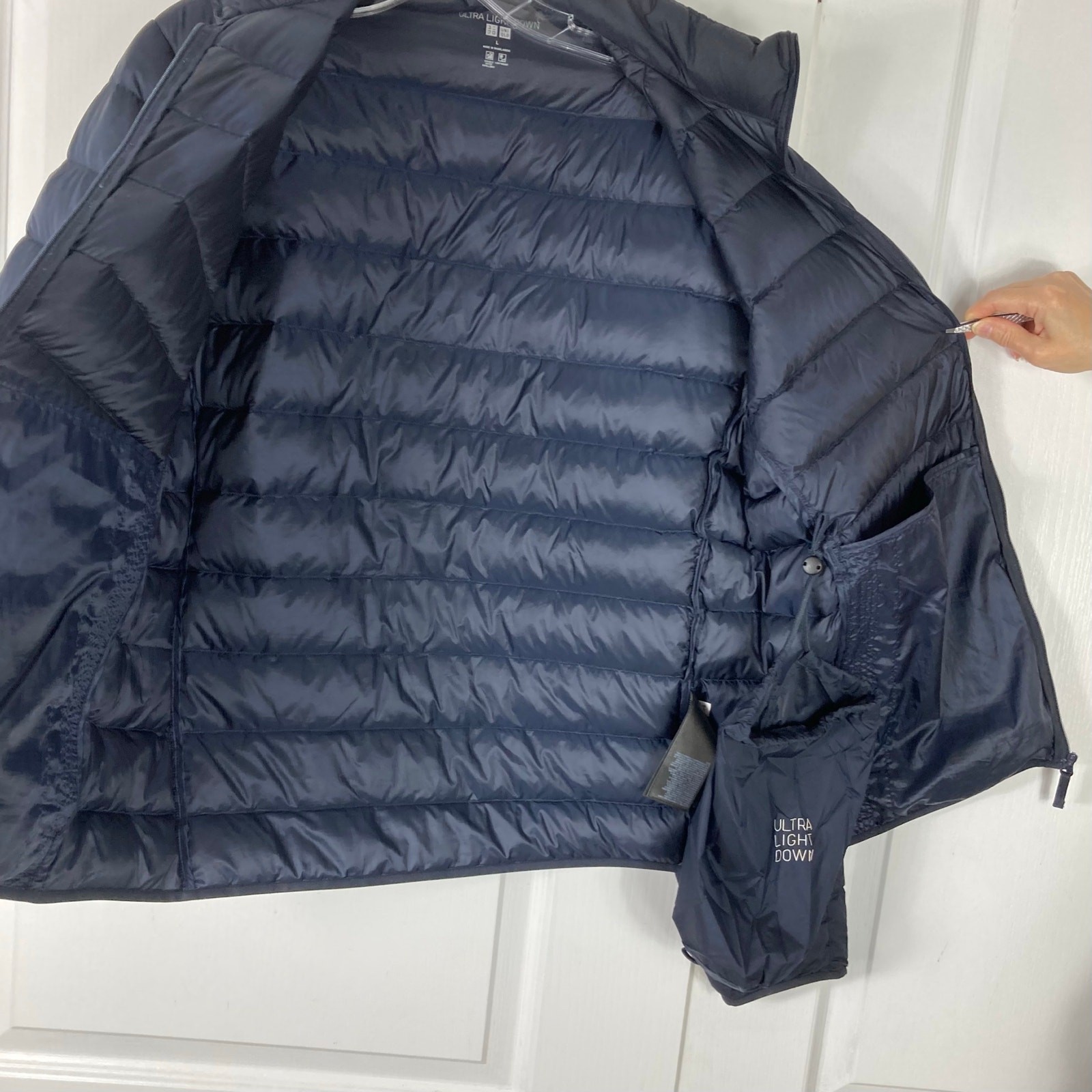 Nwot UNIQLO Down Puffer Jacket Men L Navy “Ultra-Light-Down” Water-Resistant image 8