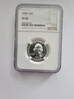 SILVER 1954 PF68 WASHINGTON QUARTER GRADED NGC 25C P MINT 90% AG COIN