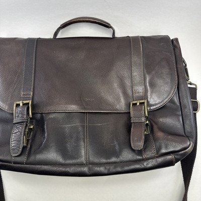 Vintage Samsonite Leather Brown Messenger Bag Laptop Briefcase Shoulder Bag
