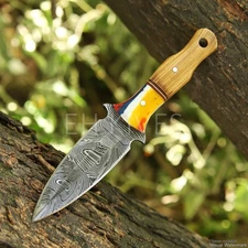 6” Handmade Damascus Steel Skinner Knife – Hunting Fixed Blade – Gift for Men