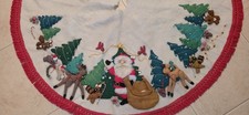 Hand Made 3D Santa Reindeer Woodland Creatures Celebrate Christmas Tree Skirt