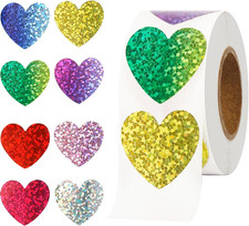 500 Pcs Heart Stickers, Heart Stickers for Kids, Foil Multicolored 500 Pcs