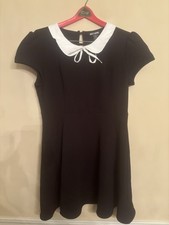 Hot Topic Black Dress Womens Size XL White Peter Pan Collar Gothic New w/tag