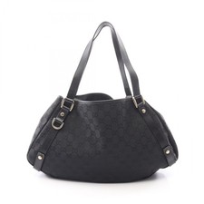 GUCCI Abbey GG canvas Shoulder Bag 130736 canvas leather Black Used Women